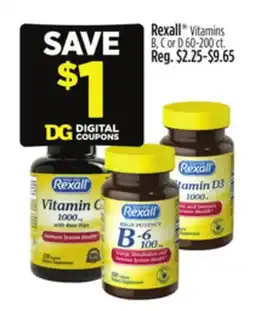 Dollar General Rexall Vitamins B, C or D offer