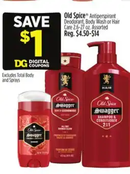 Dollar General Old Spice Antiperspirant Deodorant, Body Wash or Hair Care offer