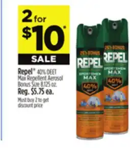 Dollar General Repel 40% DEET Max Repellent Aerosol Bonus Size offer