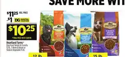 Dollar General Heartland Farms Dog Food Tender & Crunchy 12 lb., T-Bone & Bacon or Steak & Vegetable 15 lb offer