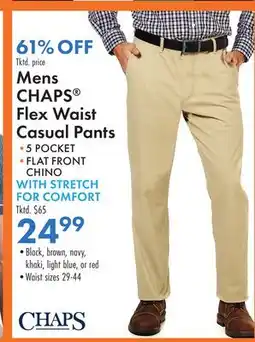 Boscov's Mens CHAPS Flex Waist Casual Pants WITH STRETCH FOR COMFORT offer
