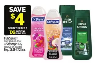 Dollar General Irish Spring Body Wash 20-30 oz. or Softsoap Body Wash 20 oz offer