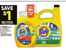 Dollar General Tide Simply Liquid Laundry Detergent offer