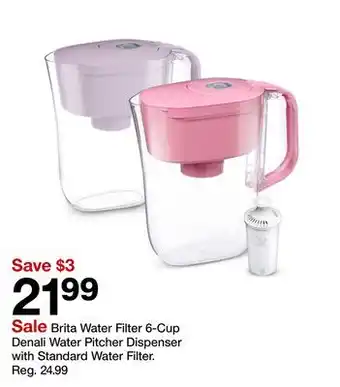 Target Brita Water Filter 6-Cup Denali Water Pitcher Dispenser with Standard Water Filter offer