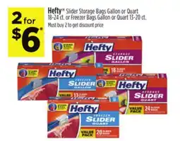 Dollar General Hefty Slider Storage Bags Gallon or Quart 18-24 ct. or Freezer Bags Gallon or Quart 13-20 ct offer