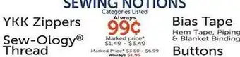 Hobby Lobby SEWING NOTIONS offer