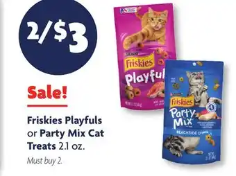 Family Dollar Friskies Playfuls or Party Mix Cat Treats offer