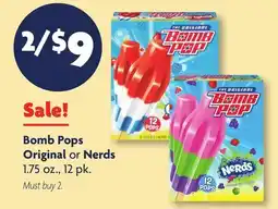 Family Dollar Bomb Pops Original or Nerds offer