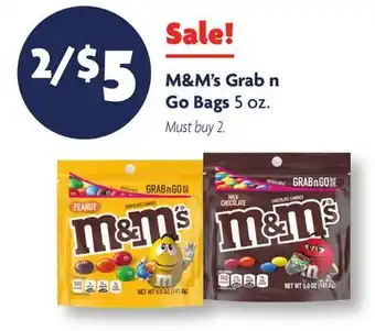 Family Dollar M&M's Grab n Go Bags offer