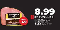 Hy-Vee Smithfield boneless quarter ham offer