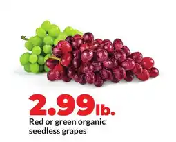 Hy-Vee Red or green organic seedless grapes offer