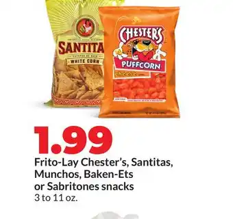 Hy-Vee Frito-Lay Chester's, Santitas, Munchos, Baken-Ets or Sabritones snacks offer