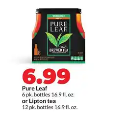 Hy-Vee Pure Leaf 6 pk. bottles 16.9 fl. oz. or Lipton tea 12 pk. bottles 16.9 fl. oz offer