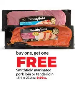 Hy-Vee Smithfield marinated pork loin or tenderloin offer
