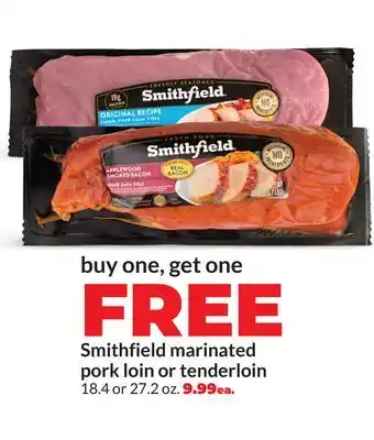 Hy-Vee Smithfield marinated pork loin or tenderloin offer