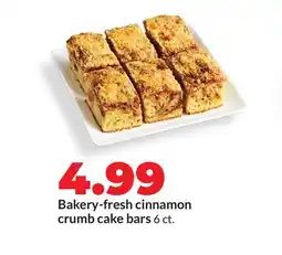 Hy-Vee Bakery-fresh cinnamon crumb cake bars offer