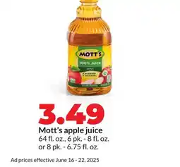 Hy-Vee Mott's apple juice offer