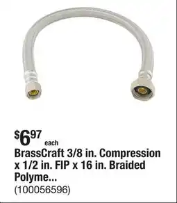 The Home Depot BrassCraft 3/8 in. Compression x 1/2 in. FIP x 16 in. Braided Polymer Faucet Supply Line offer
