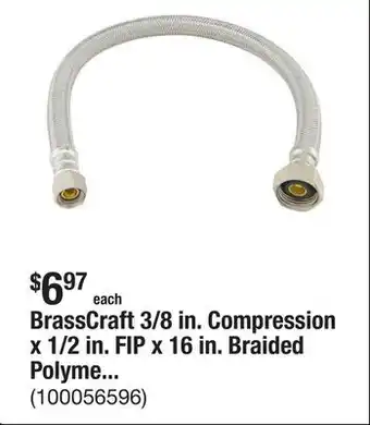The Home Depot BrassCraft 3/8 in. Compression x 1/2 in. FIP x 16 in. Braided Polymer Faucet Supply Line offer