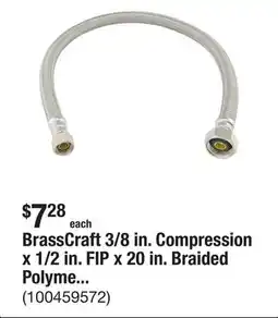 The Home Depot BrassCraft 3/8 in. Compression x 1/2 in. FIP x 20 in. Braided Polymer Faucet Supply Line offer