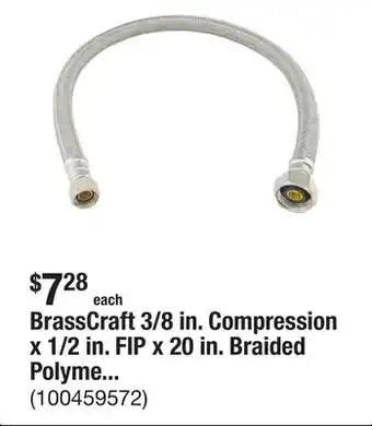 The Home Depot BrassCraft 3/8 in. Compression x 1/2 in. FIP x 20 in. Braided Polymer Faucet Supply Line offer