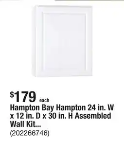 The Home Depot Hampton Bay Hampton 24 in. W x 12 in. D x 30 in. H Assembled Wall Kitchen Cabinet in Satin White offer