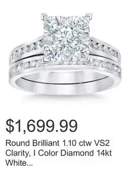 Costco Round Brilliant 1.10 ctw VS2 Clarity, I Color Diamond 14kt White Gold Wedding Set offer