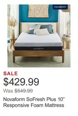 Costco Novaform SoFresh Plus 10 Responsive Foam Mattress offer