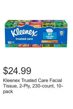 Costco Kleenex Trusted Care Facial Tissue, 2-Ply, 230-count, 10-pack offer