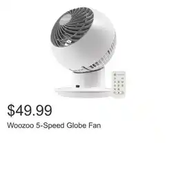 Costco Woozoo 5-Speed Globe Fan offer