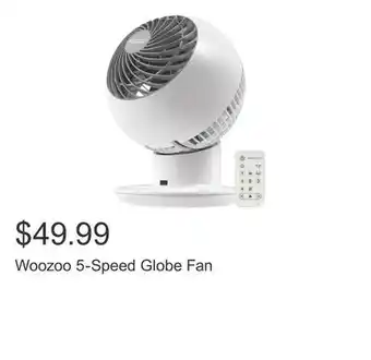 Costco Woozoo 5-Speed Globe Fan offer