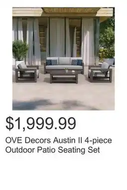 Costco OVE Decors Austin II 4-piece Outdoor Patio Seating Set offer