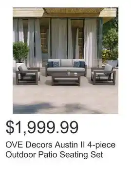 Costco OVE Decors Austin II 4-piece Outdoor Patio Seating Set offer