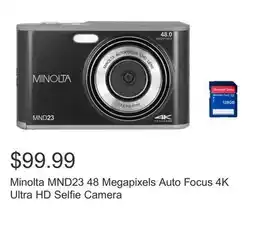 Costco Minolta MND23 48 Megapixels Auto Focus 4K Ultra HD Selfie Camera offer