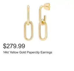 Costco 14kt Yellow Gold Paperclip Earrings offer