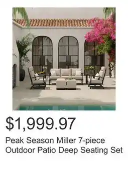 Costco Peak Season Miller 7-piece Outdoor Patio Deep Seating Set offer