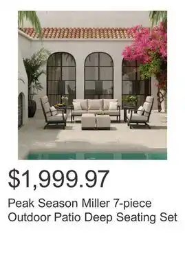 Costco Peak Season Miller 7-piece Outdoor Patio Deep Seating Set offer