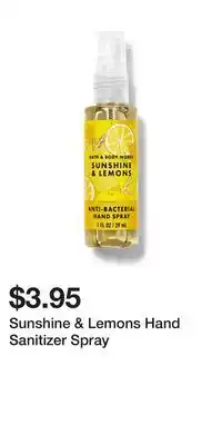 Bath & Body Works Sunshine & Lemons Hand Sanitizer Spray offer