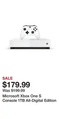 Game Stop Microsoft Xbox One S Console 1TB All-Digital Edition offer