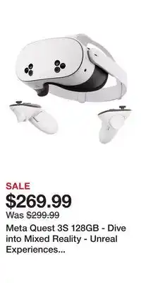 Game Stop Meta Quest 3S 128GB - Dive into Mixed Reality - Unreal Experiences - All-In- One Headset offer