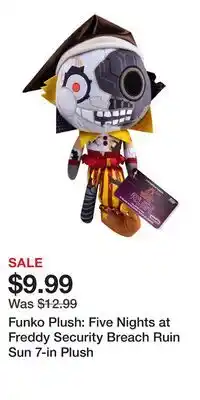 Game Stop Funko Plush: Five Nights at Freddy Security Breach Ruin Sun 7-in Plush offer