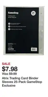 Game Stop Atrix Trading Card Binder Sleeves 25-Pack GameStop Exclusive offer