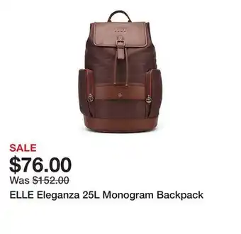 Belk ELLE Eleganza 25L Monogram Backpack offer