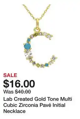 Belk Lab Created Gold Tone Multi Cubic Zirconia Pavé Initial Necklace offer