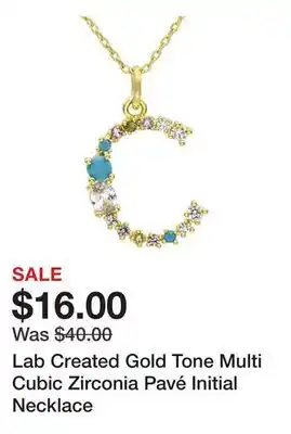 Belk Lab Created Gold Tone Multi Cubic Zirconia Pavé Initial Necklace offer