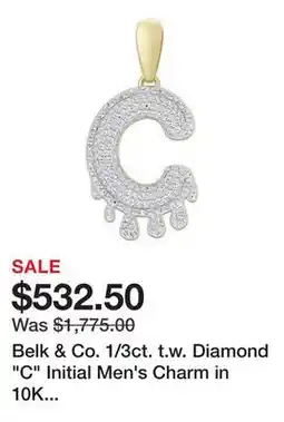 Belk Belk & Co. 1/3ct. t.w. Diamond C Initial Men's Charm in 10K Yellow Gold offer