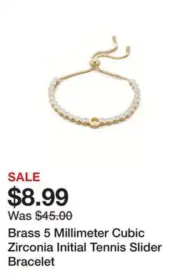 Belk Brass 5 Millimeter Cubic Zirconia Initial Tennis Slider Bracelet offer
