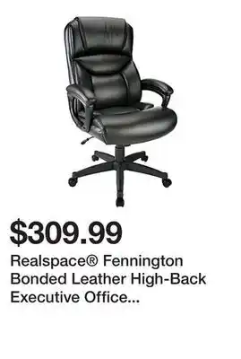 Office Depot Realspace Fennington Bonded Leather High-Back Executive Office Chair, Black, BIFMA Compliant offer