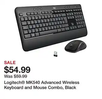 Office Depot Logitech MK540 Advanced Wireless Keyboard and Mouse Combo, Black offer