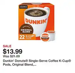 Office Depot Dunkin' Donuts Single-Serve Coffee K-Cup Pods, Original Blend, Carton Of 22 offer